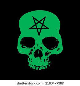 skull silhouette vector with star symbol
