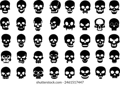 Skull silhouettes set. Skull silhouette vector illustrations.