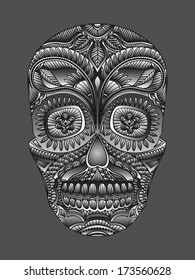 Skull silver ornament. Vector illustration