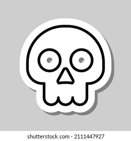 Skull simple icon. Flat desing. Sticker with shadow on gray background.ai