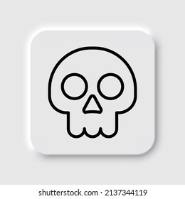 Skull simple icon. Flat desing. Neumorphism design.ai