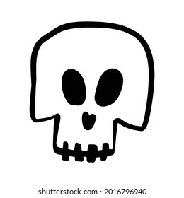 Skull simple illustration, doodle vector illustration. Drawn by hand. Isolated on white background. Happy Halloween 

