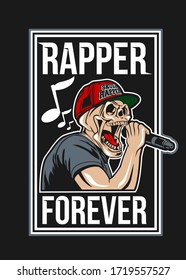 skull sing a song vector illustration 