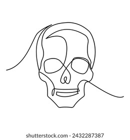 skull single continuous one line out line vector art  drawing  and tattoo design