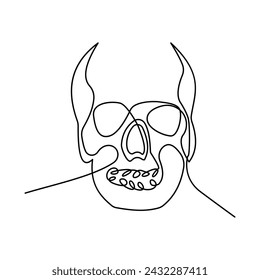 skull single continuous one line out line vector art  drawing  and tattoo design