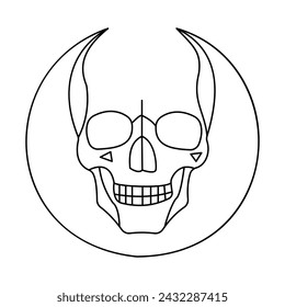 skull single continuous one line out line vector art  drawing  and tattoo design