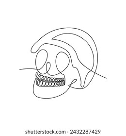 skull single continuous one line out line vector art  drawing  and tattoo design