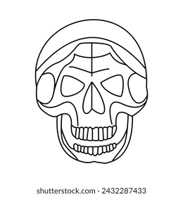 skull single continuous one line out line vector art  drawing  and tattoo design