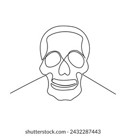 skull single continuous one line out line vector art  drawing  and tattoo design