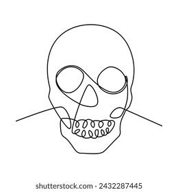 skull single continuous one line out line vector art  drawing  and tattoo design