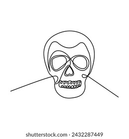 skull single continuous one line out line vector art  drawing  and tattoo design