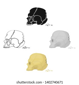 Skull single icon in cartoon,black style.Skull, vector symbol stock illustration web.