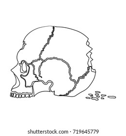 Skull single icon in outline style. Skull, vector symbol stock illustration web.