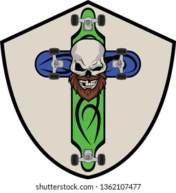 skull, skate, cross