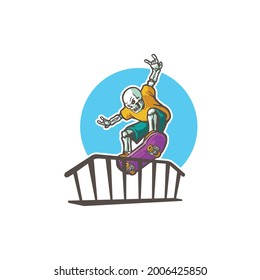 skull skate mascot cartoon logo template - vector image