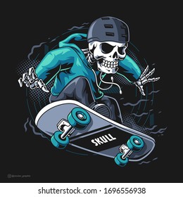 Skull Skate Vector Illustration Design