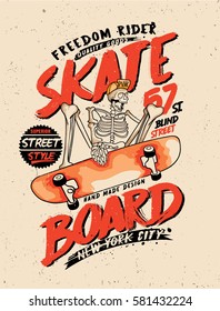 Skull. Skateboard