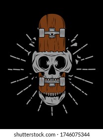 skull and skateboard in head