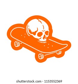 SKULL WITH SKATEBOARD LOGO ORANGE WHITE