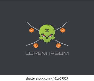 Skull Skateboard  Logo Vector