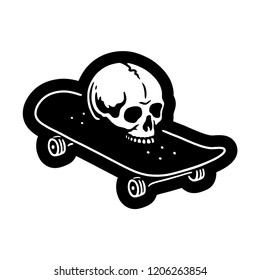 SKULL WITH SKATEBOARD LOGO WHITE BACKGROUND