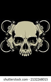 Skull with skateboard vector illustration