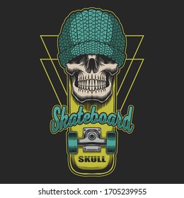 Skull skateboard vector illustration for your company or brand