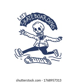 Skull Skateboarding vector art for t-shirt design, wallpaper .etc