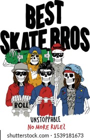 skull skater team sketch vector graphic