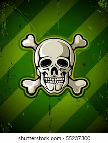 skull with skeleton bones on grunge military background vector illustration