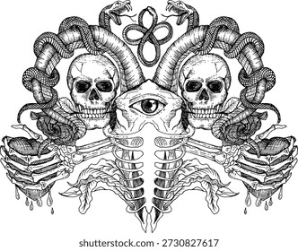 skull and skeleton hands