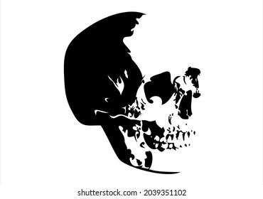 skull, skeleton head anatomy.drawn  vector illustration