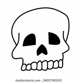 Skull skeleton icon, with editable stroke, skeleton head pictogram. On a white background. Vector icon