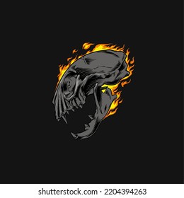 skull skeleton illustration in hand drawn style