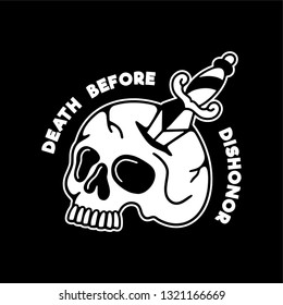 Skull skeleton knife black background