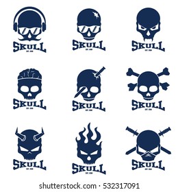 Skull skeleton logo design template