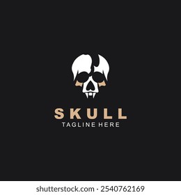 Skull skeleton logo Design vintage Template Idea on black background