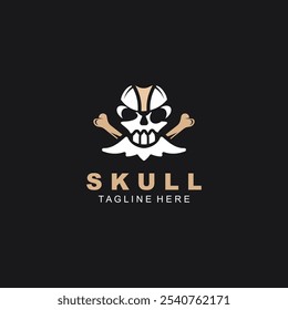 Skull skeleton logo Design vintage Template Idea on black background