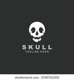 Skull skeleton logo Design vintage Template Idea on black background