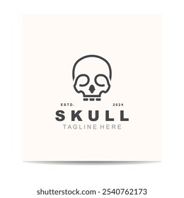 Skull skeleton logo vintage template idea on white background