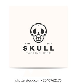 Skull esqueleto logotipo vintage modelo ideia sobre fundo branco