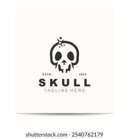 Skull skeleton logo vintage template idea on white background