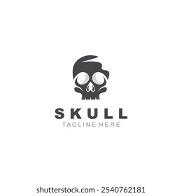 Skull skeleton logo vintage template idea on white background