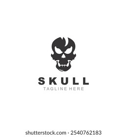 Skull esqueleto logotipo vintage modelo ideia sobre fundo branco