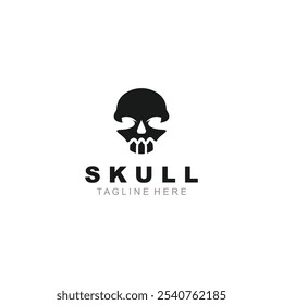 Skull skeleton logo vintage template idea on white background