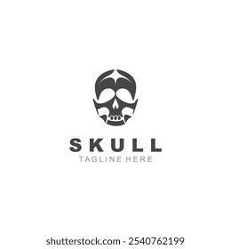 Skull skeleton logo vintage template idea on white background