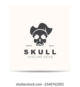 Skull skeleton logo vintage template idea on white background