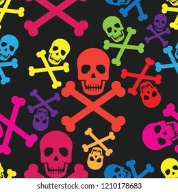 skull skeleton seamless pattern. vector illustration