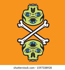 skull and skeleton vector illustrations