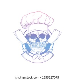 skull Sketch with cook's knifes
